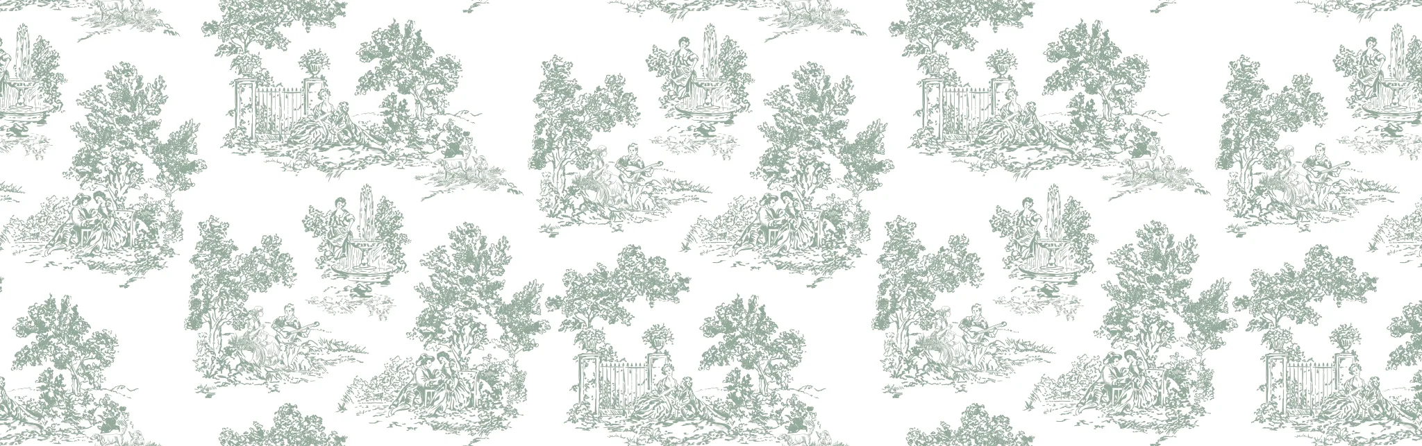 Elegant vintage floral wallpaper in soft green tones