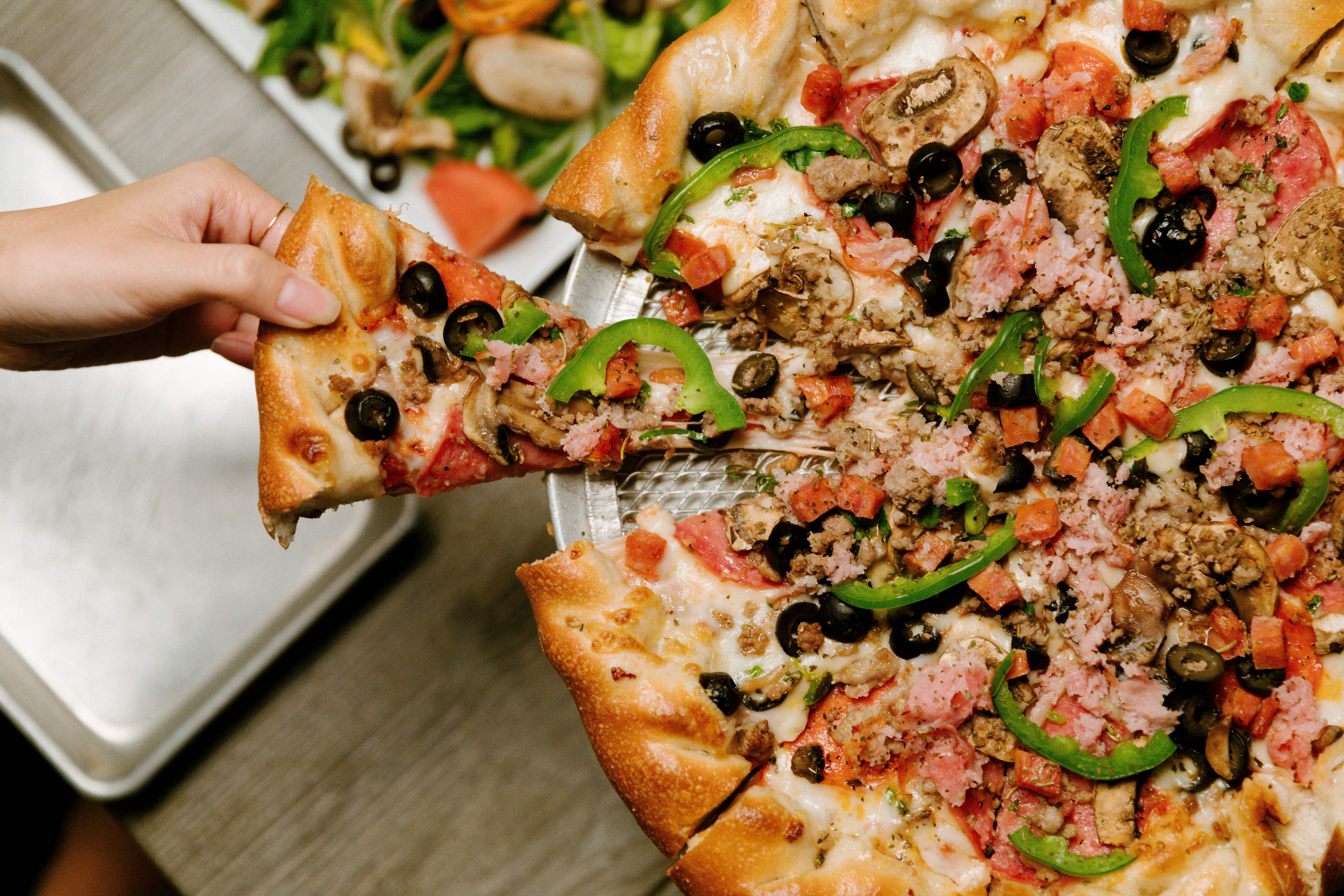 Delicious meat lover's pizza with toppings