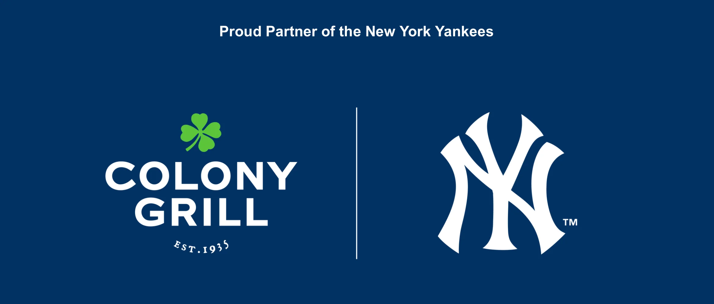 Colony Grill logo with New York Yankees partnership announcement