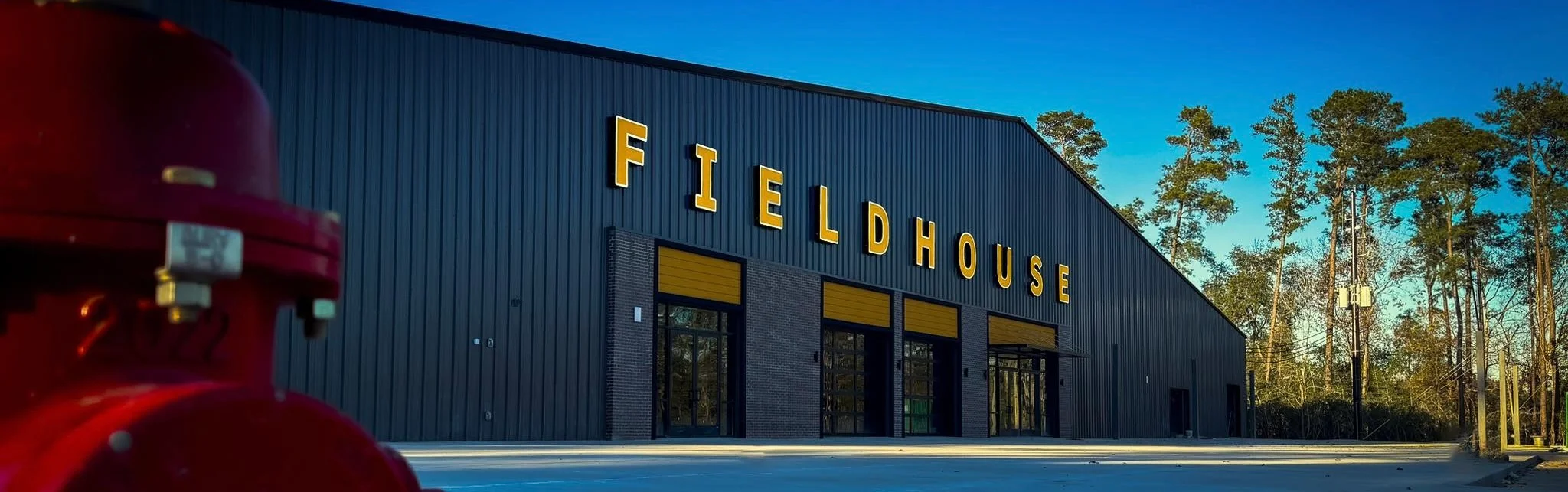 Modern restaurant exterior with bold signage