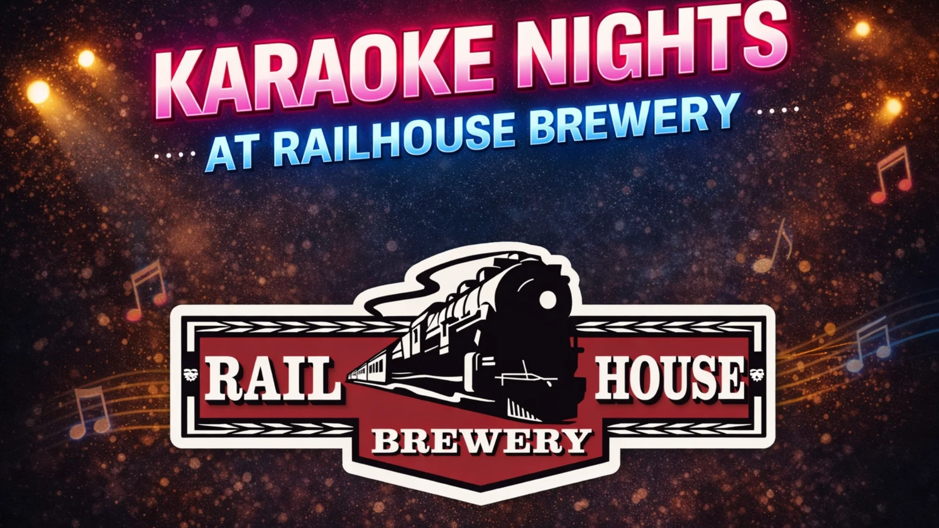 Karaoke night event at Railhouse Brewery with vibrant lighting