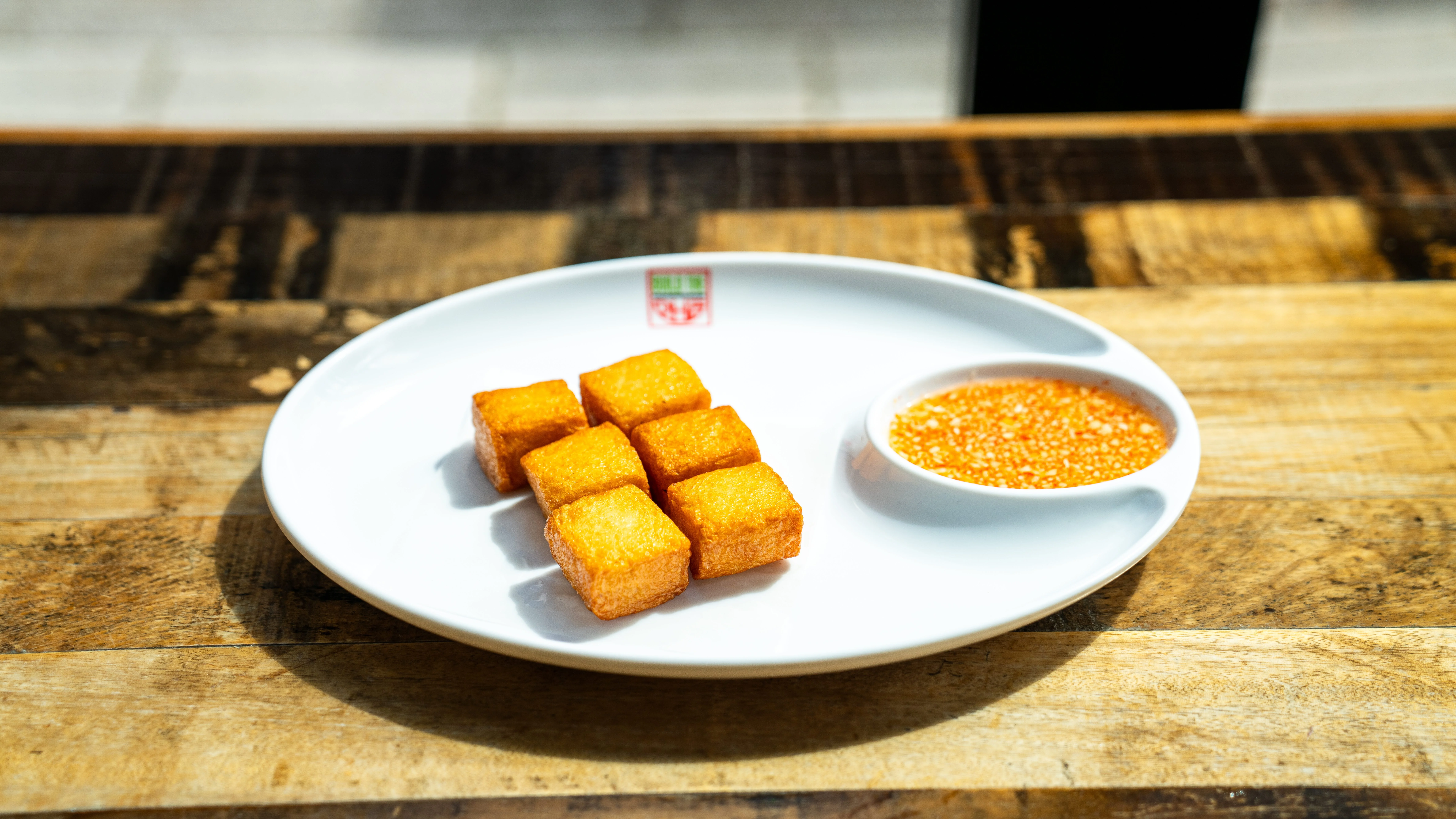Crispy Taiwanese fried tofu cubes with dipping sauce