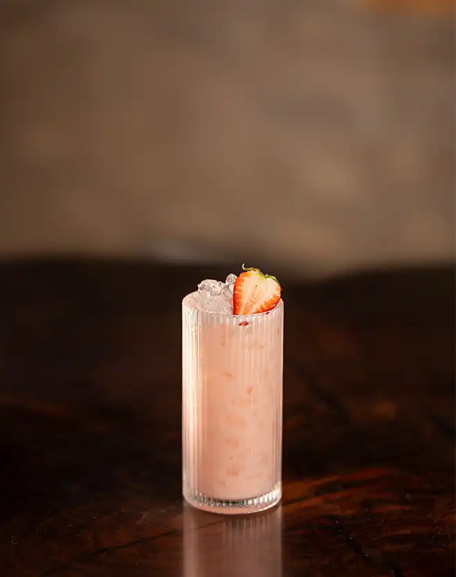 Strawberry Dreamsicle: Meili Vodka, Strawberry, Coconut Milk and Lime
