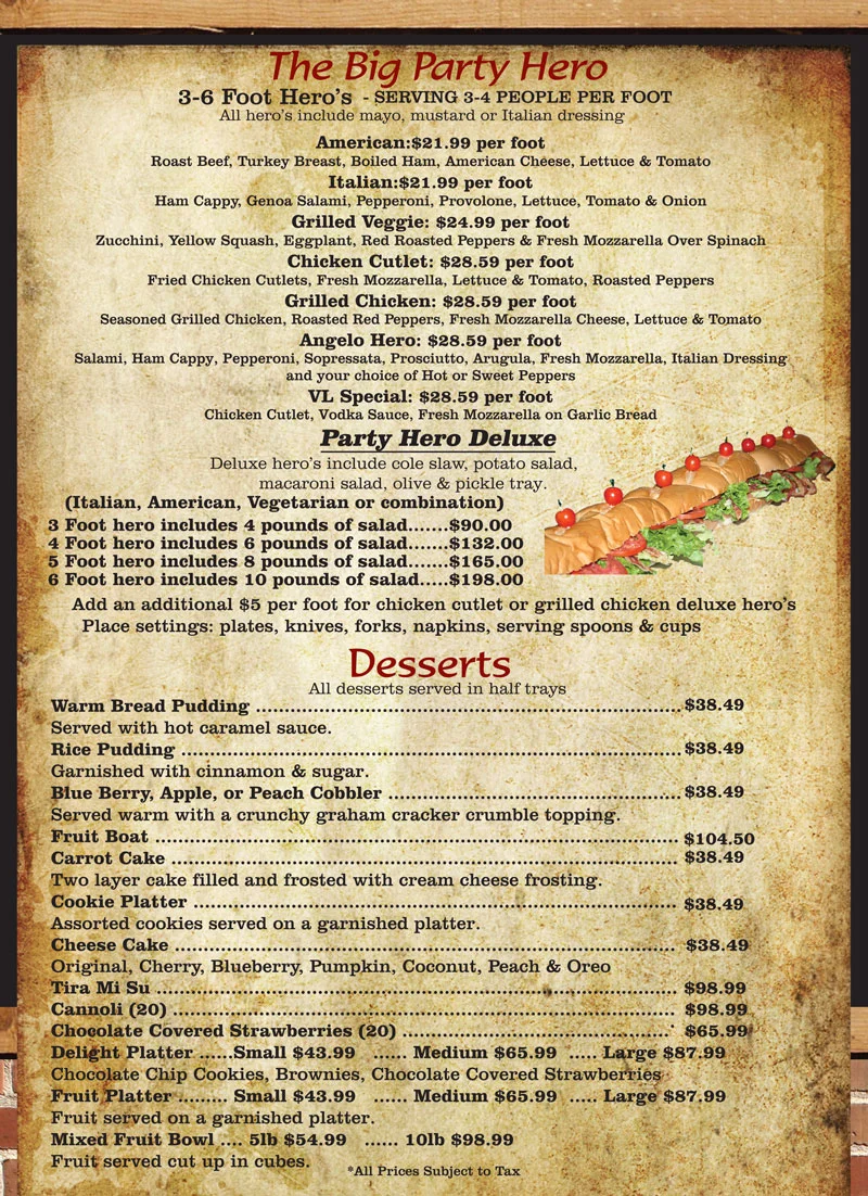 3-6 foot hero catering near brightwaters deli www.brightwatersdeli.com
