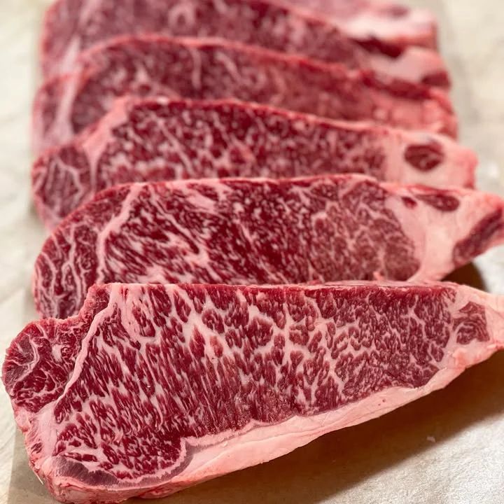 Premium Japanese Wagyu beef steaks with rich marbling