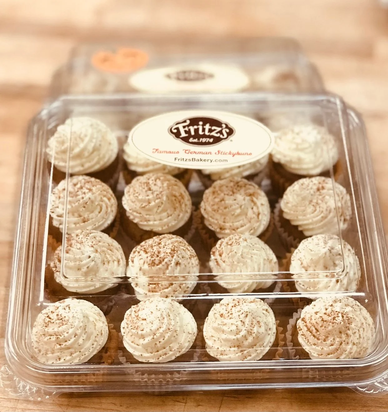 Delicious German sticky buns with cream frosting