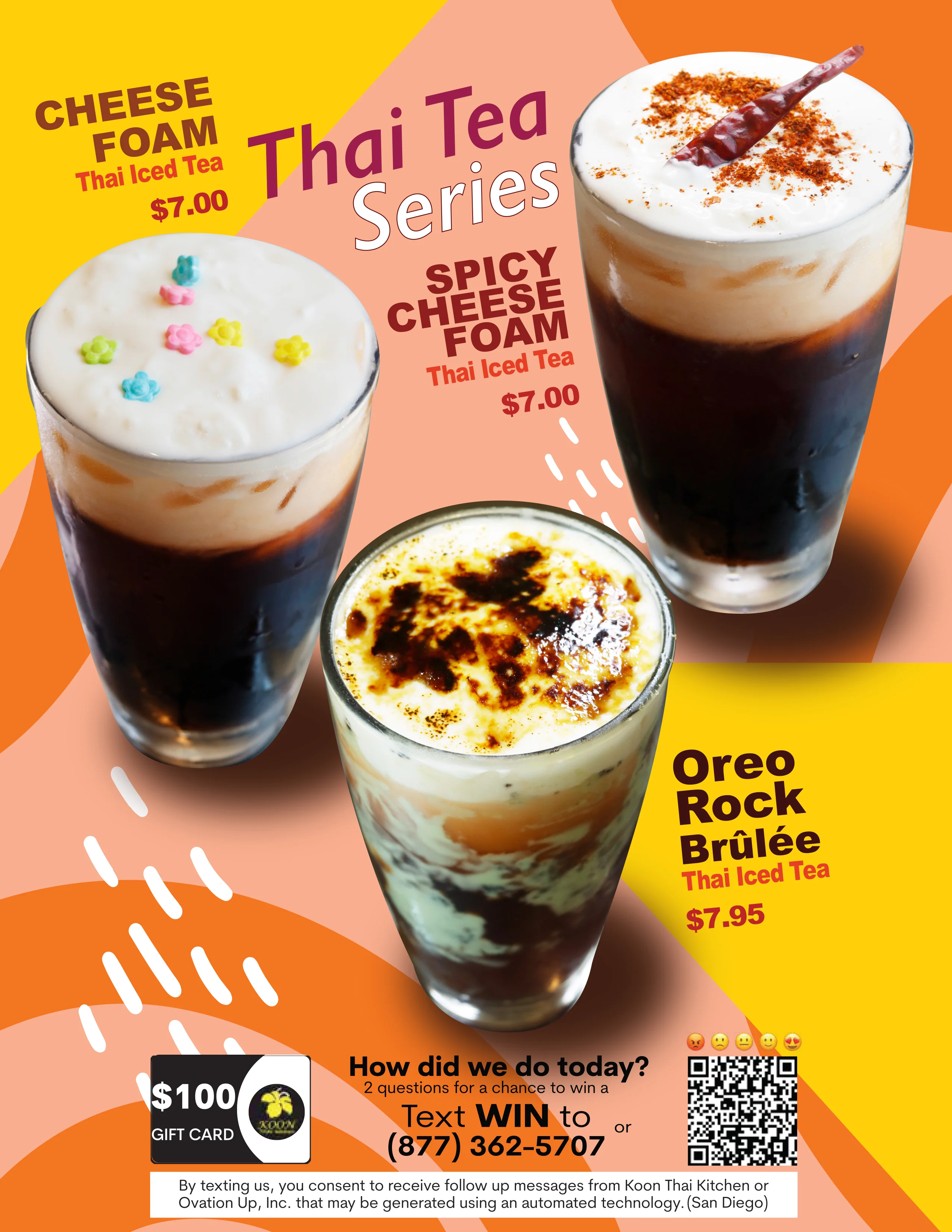 Thai iced tea series with cheese foam and Oreo rock brûlée