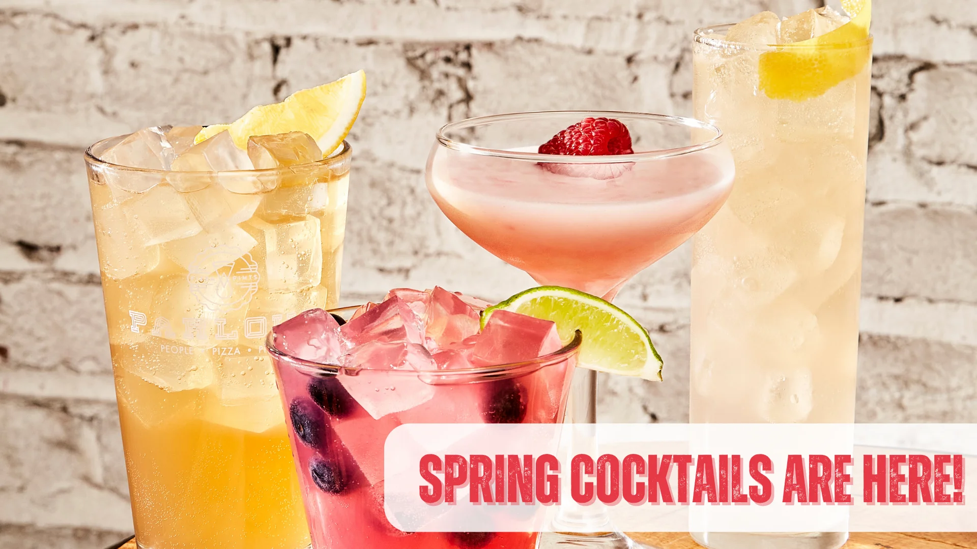 Colorful spring cocktails in stylish glasses