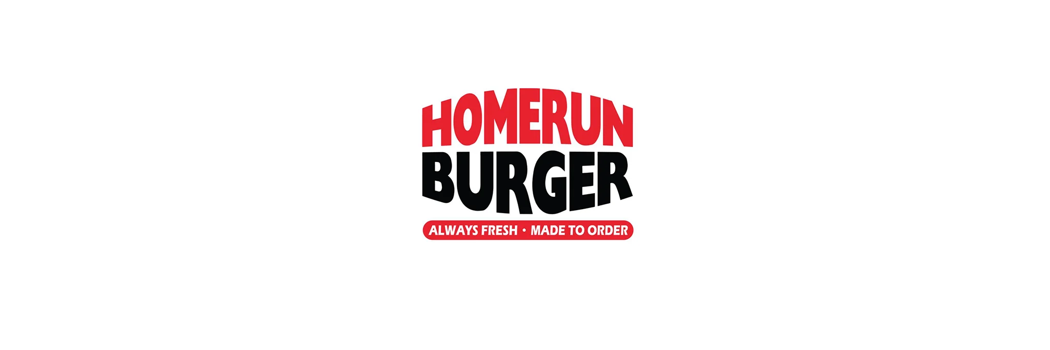 Homerun Burger logo with fresh ingredients tagline