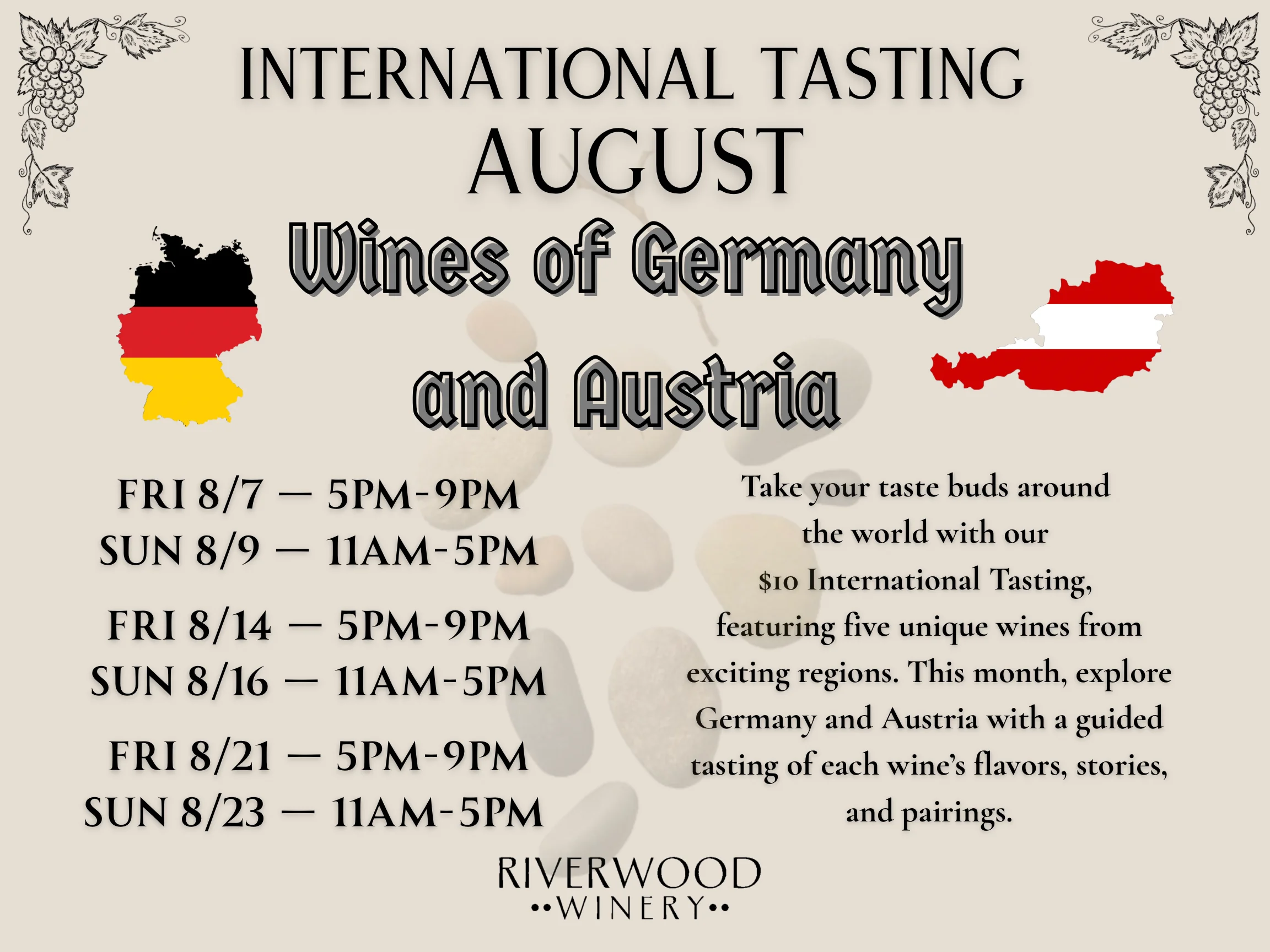 International wine tasting event featuring German and Austrian wines