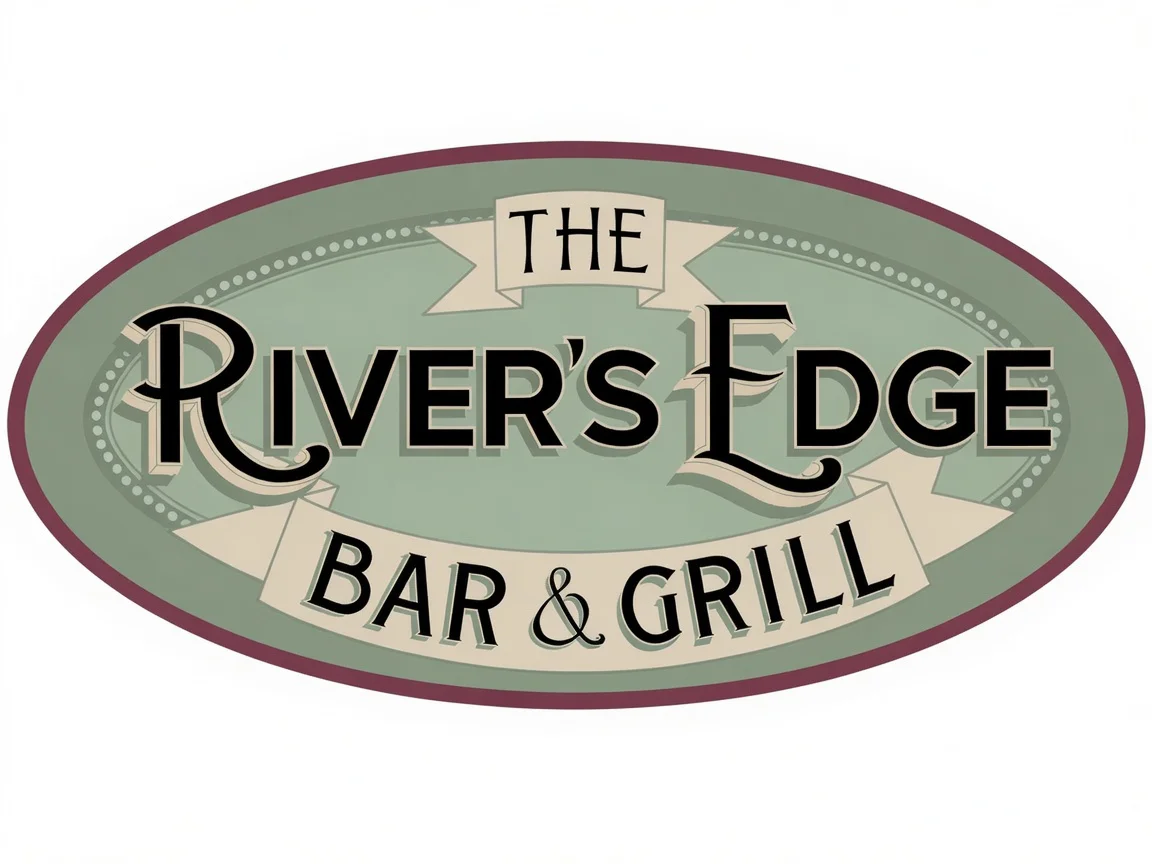 A decorative sign for a bar and grill featuring stylized text and a vintage design.