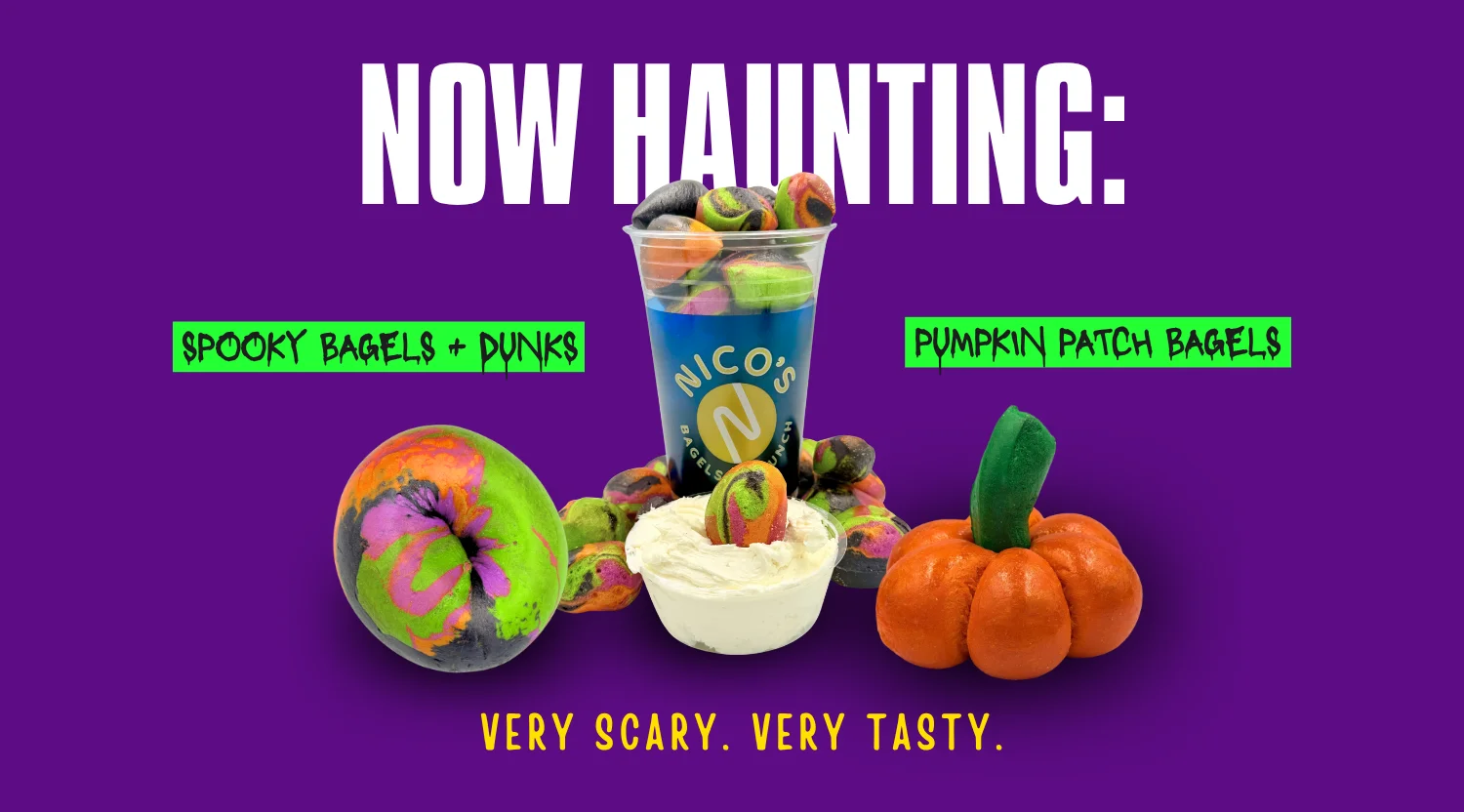 Celebrate Halloween with Nico's Signature Spooky Bagels, Dunks & Pumpkin Patch Bagels