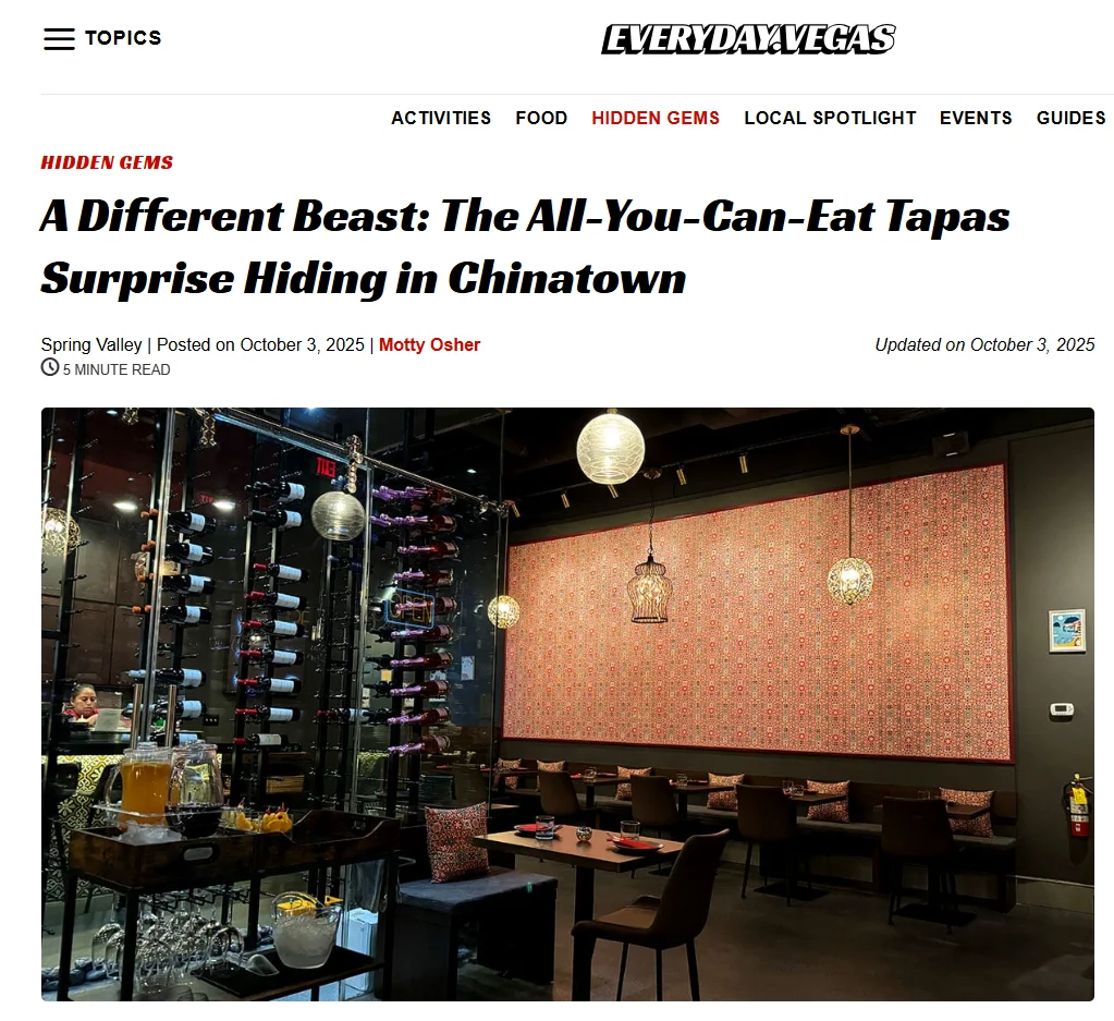 Chic restaurant interior with wine display and cozy seating