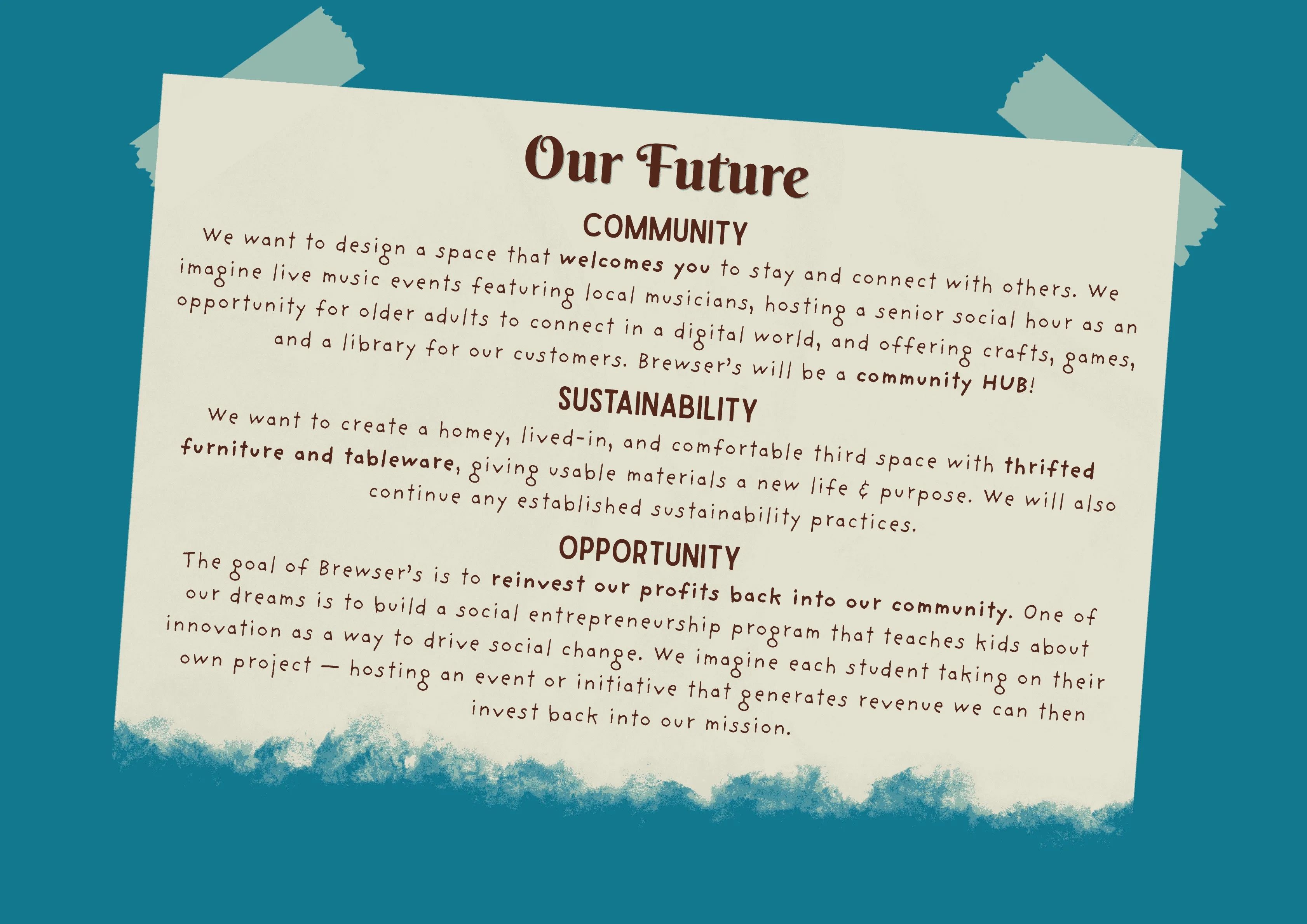 Community engagement and sustainability initiatives for a restaurant