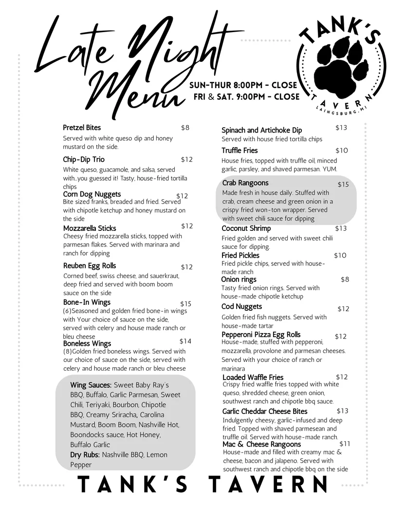 Tankush Menu Menu