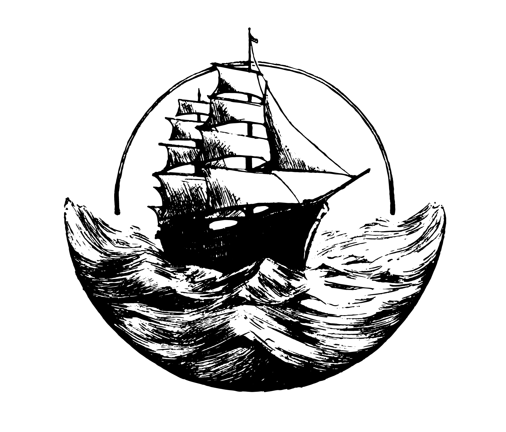 Illustration of ship in the ocean