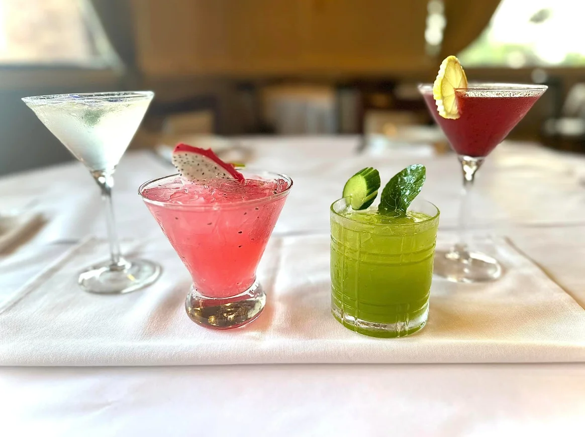 colorful martinis on bartop