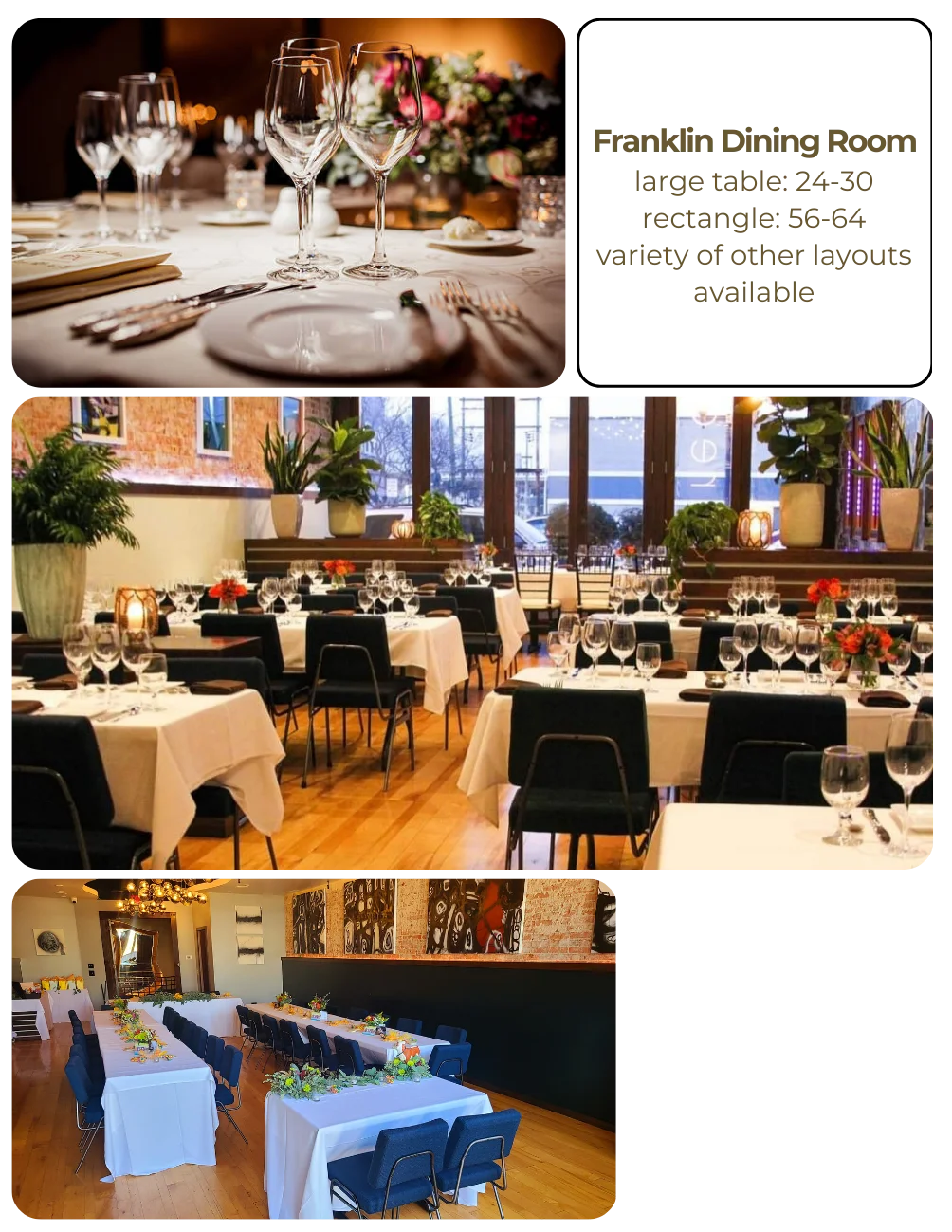 Elegant dining setup in the Franklin Dining Room