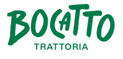 Bocatto Trattoria logo in green lettering