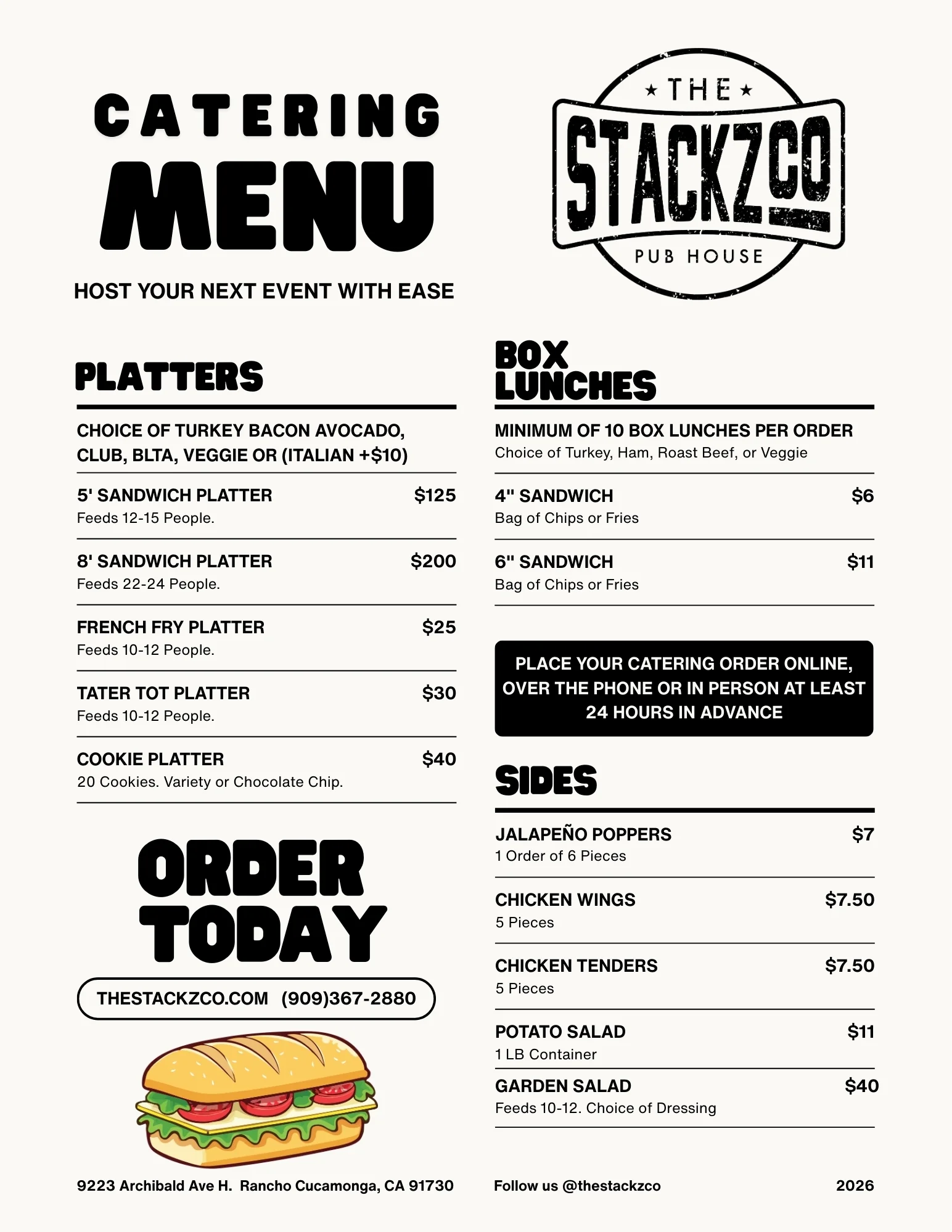 Catering in Rancho Cucamonga, Ontario, upland, Montclair