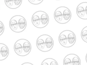 Pattern of playful cartoon faces on a white background
