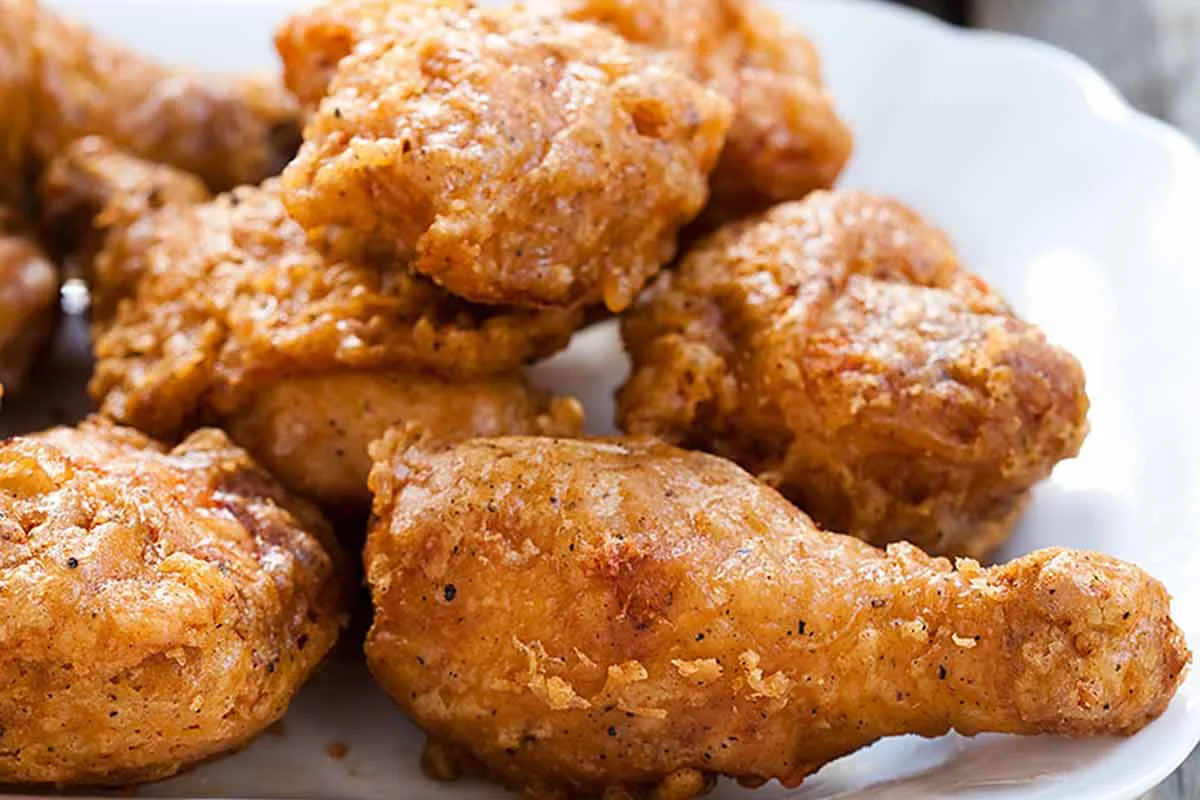 Crispy Southern fried chicken pieces on a plate