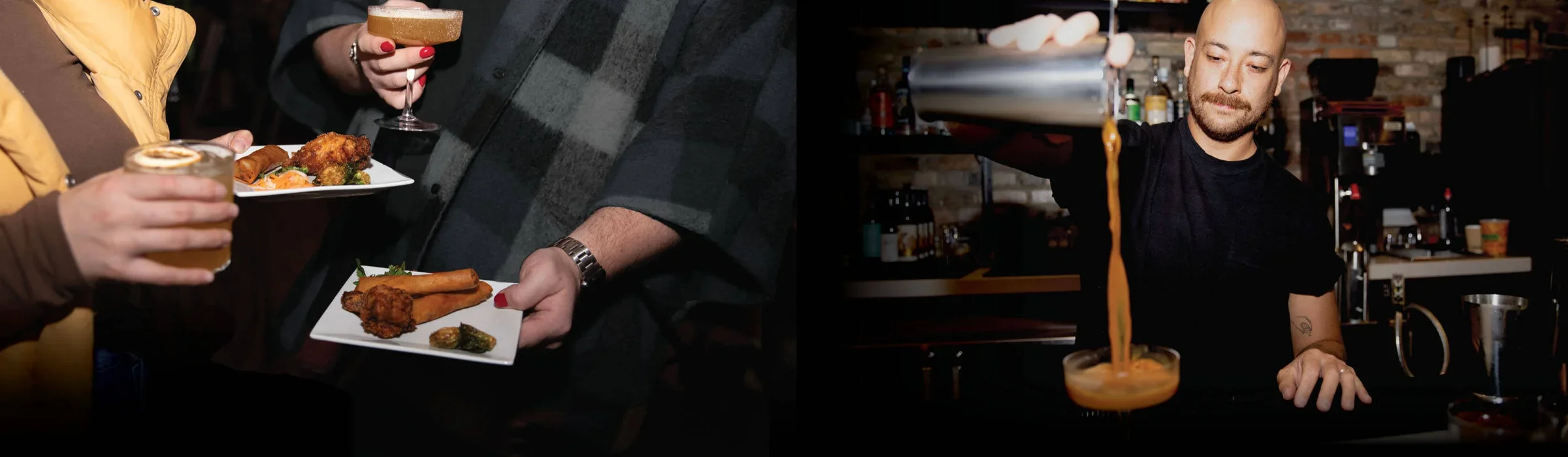 Bartender pouring a cocktail at a stylish bar