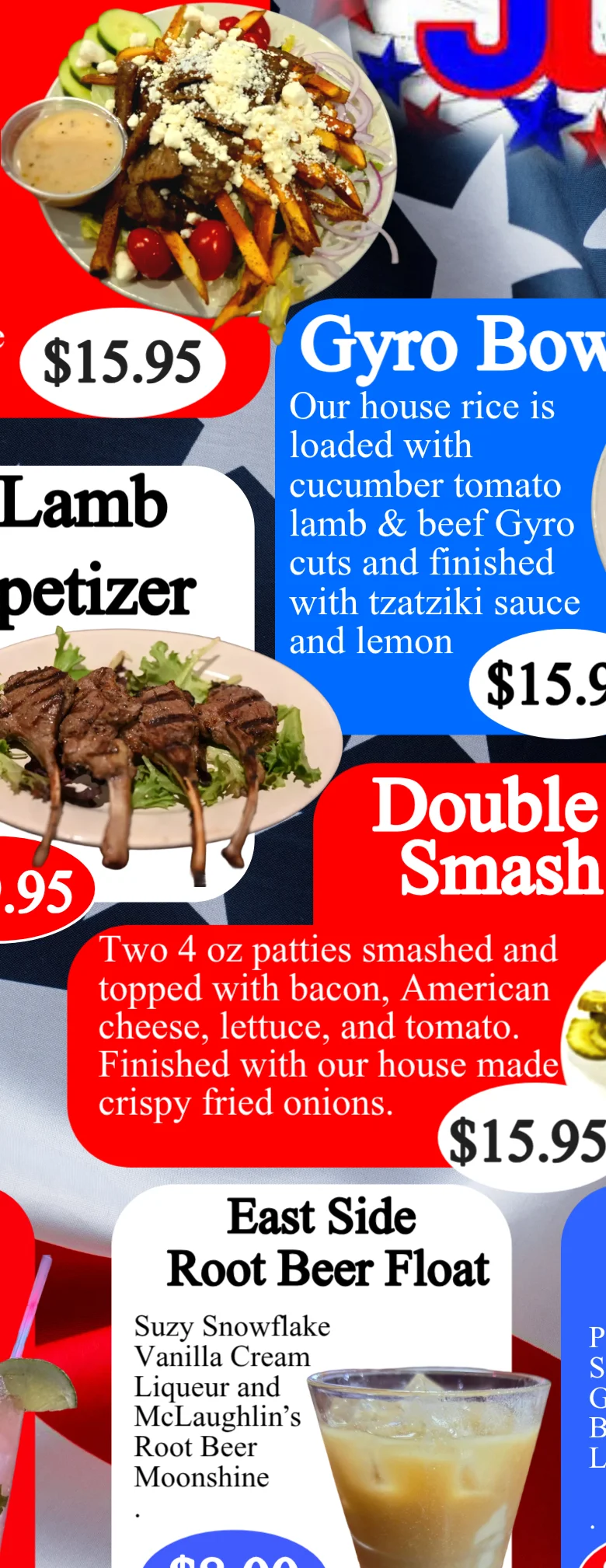 June specials featuring BBQ ribs, smash burger, and egg rolls
