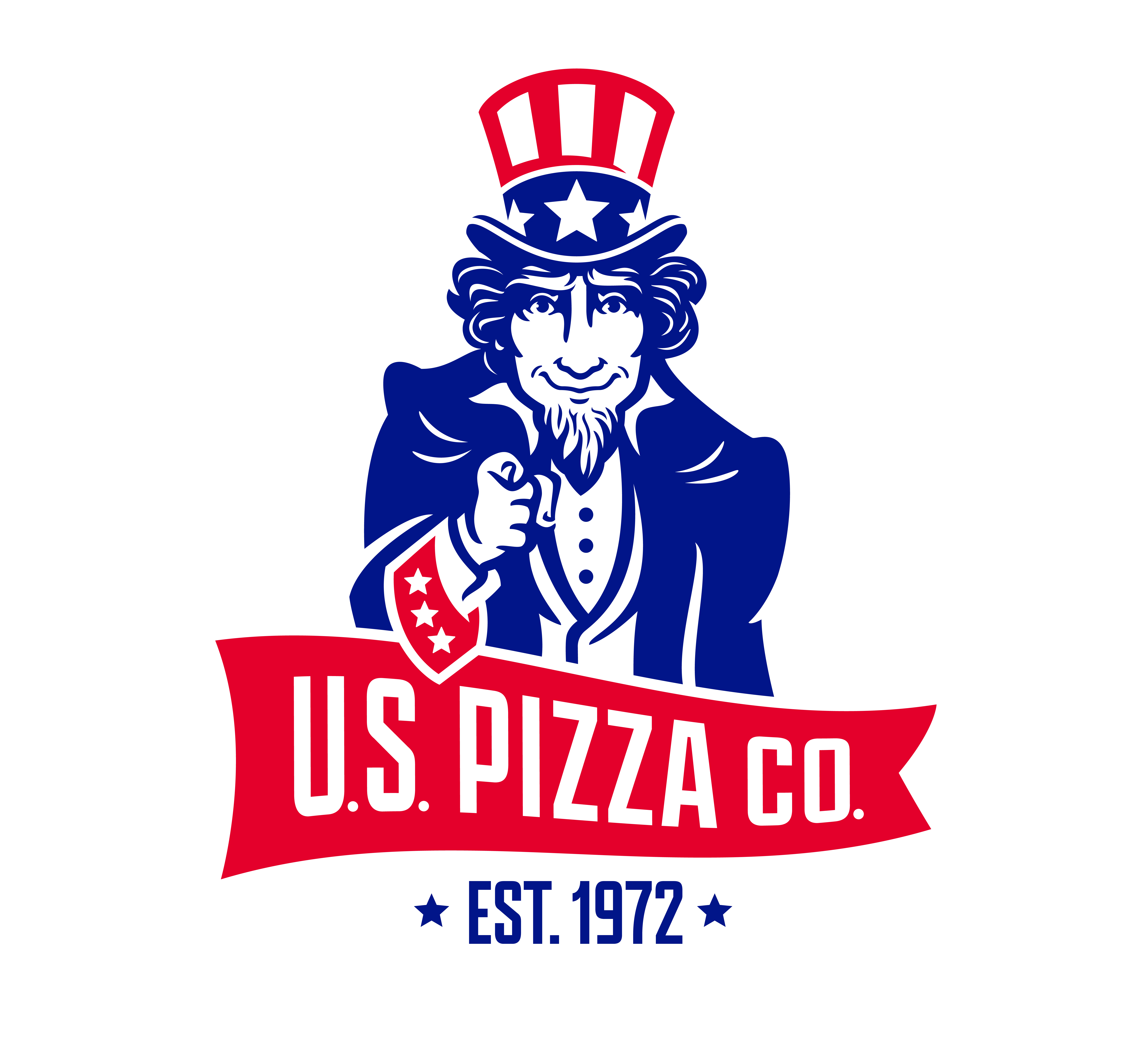 U.S. Pizza Co. logo featuring a patriotic character