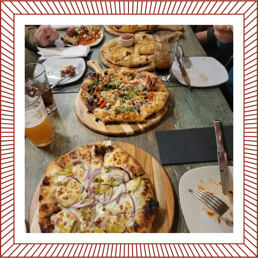 A loaded pizza from County Line Fire