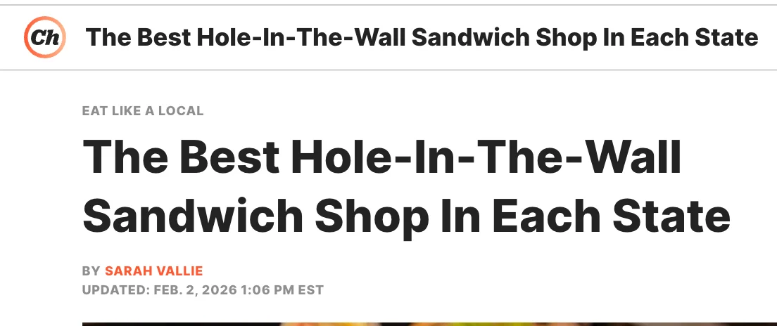 Best hole-in-the-wall sandwich shop in the U.S.