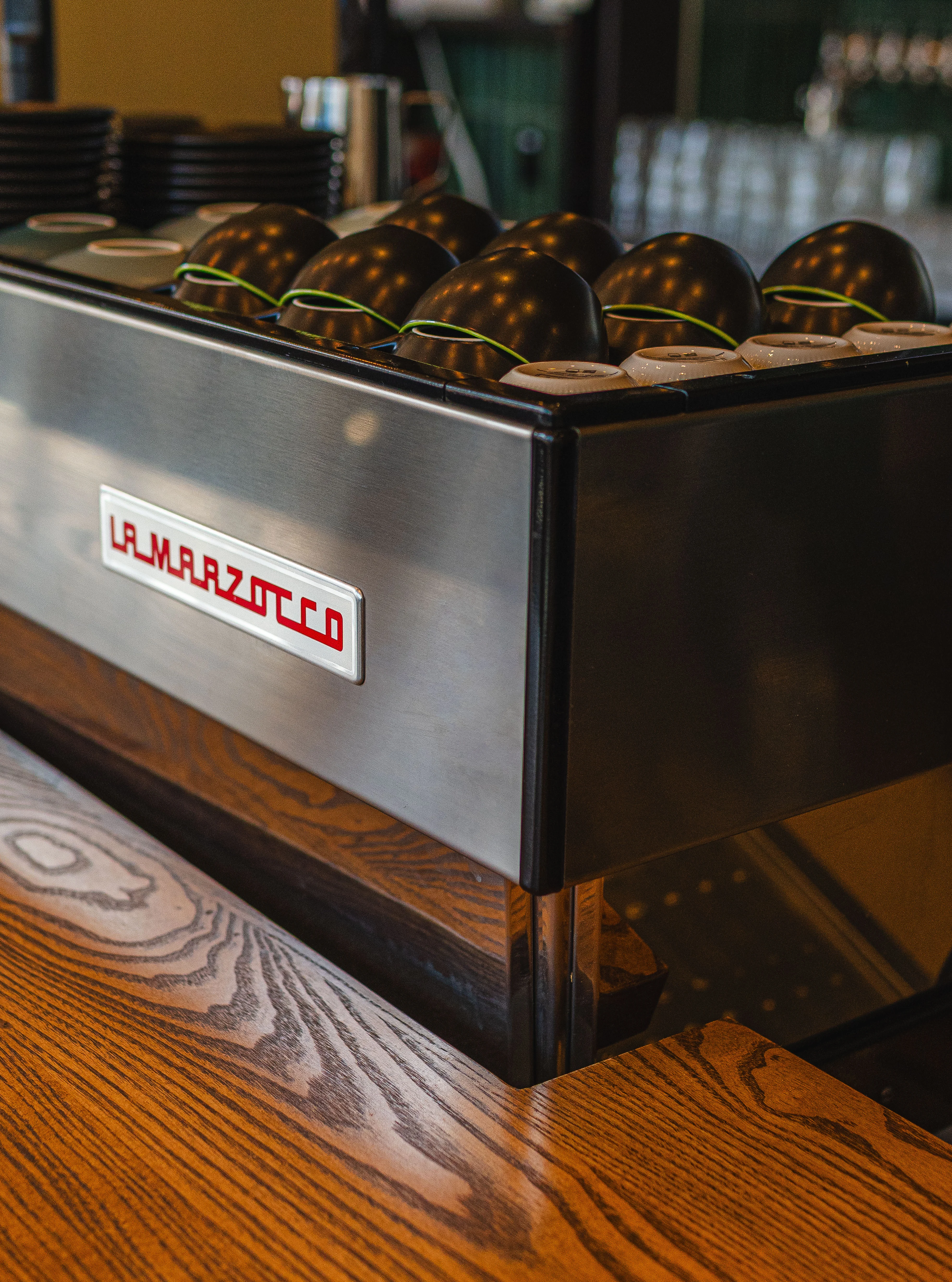 La Marzocco espresso machine at a modern coffee bar