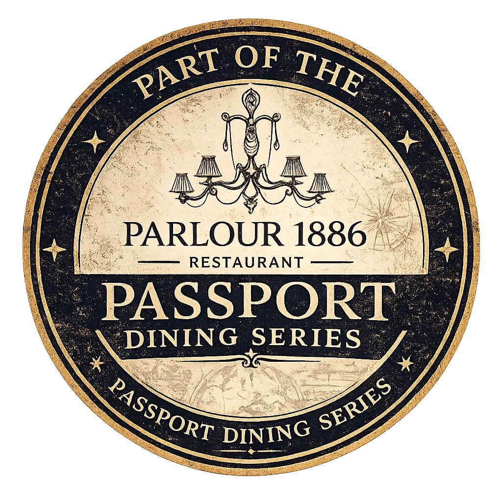 Logo of Parlour 1886 Restaurant, part of the Passport Dining Series.
