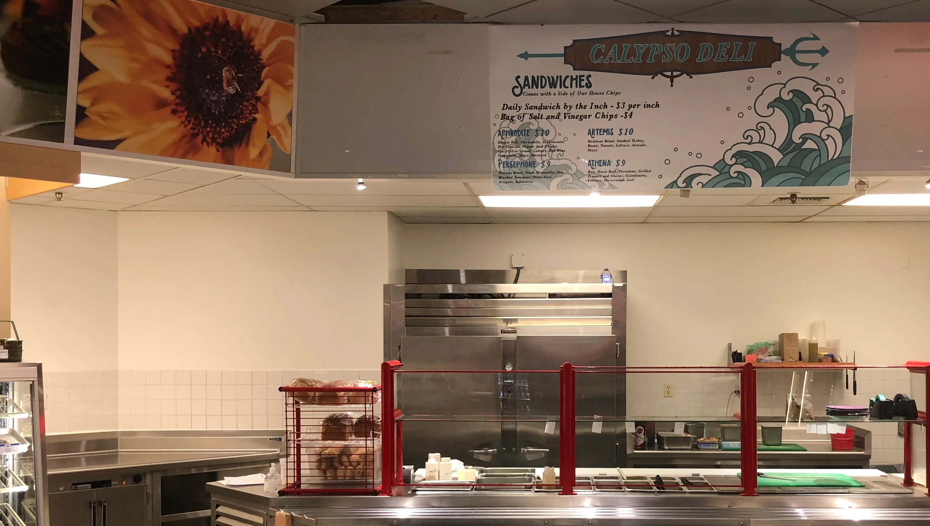Calypso Deli sandwich counter with menu and display