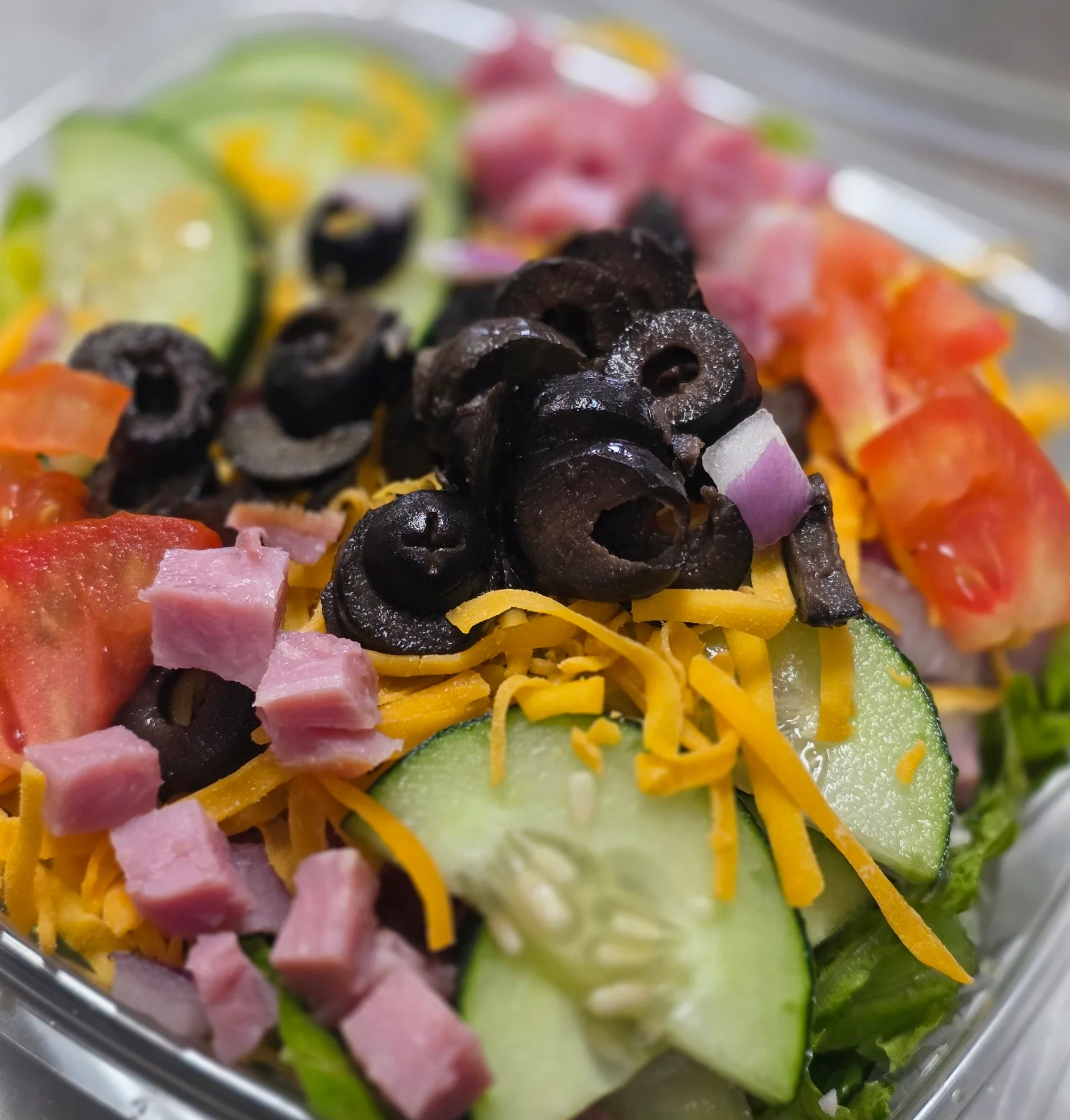 Chef salad with fresh produce.