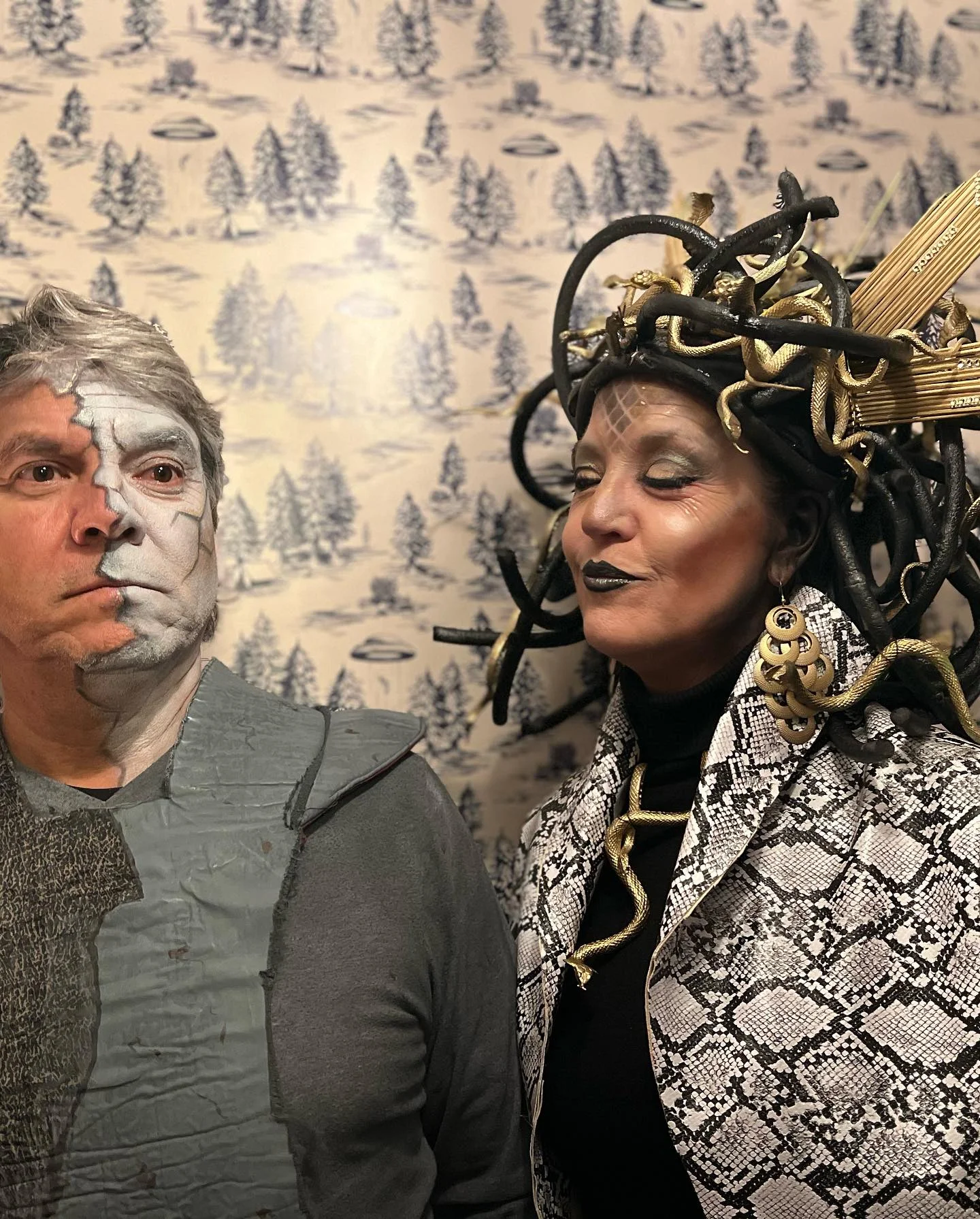 Creative Halloween costumes with intricate makeup and accessories