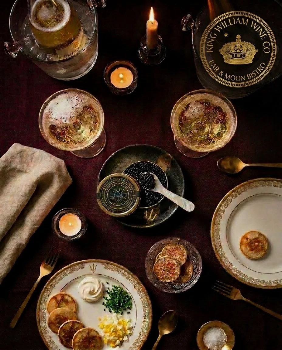 Osetra, Kaluga, and Siberian caviar tasting