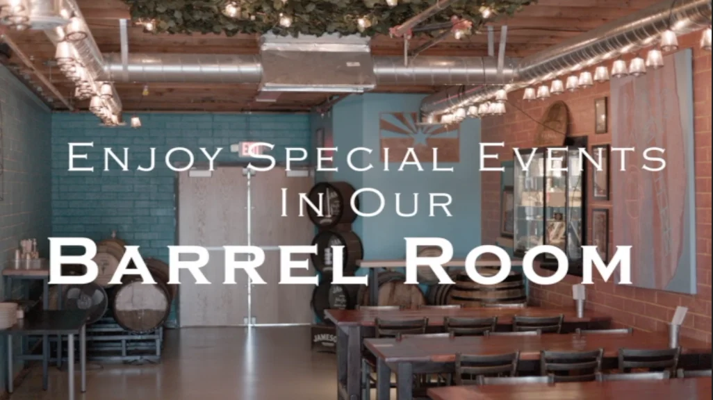 Cozy barrel room for special events in a restaurant