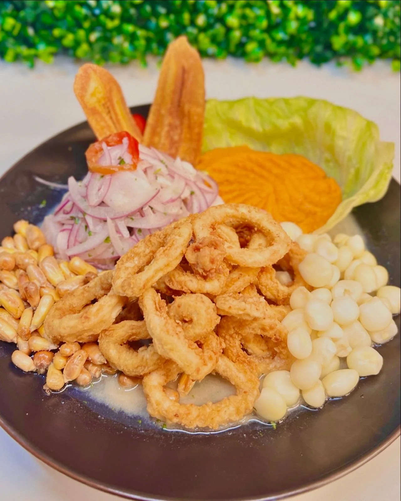 Peruvian ceviche with shrimp and mixed seafood