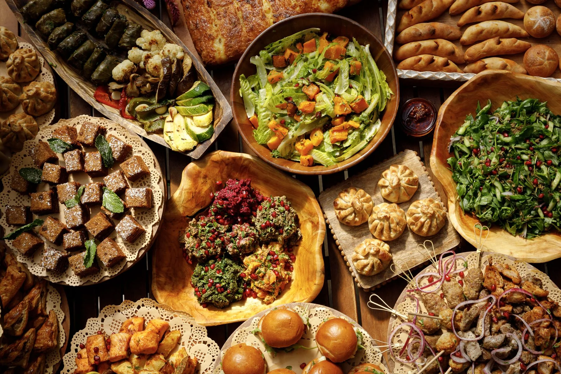 Catering spread for a brunch party