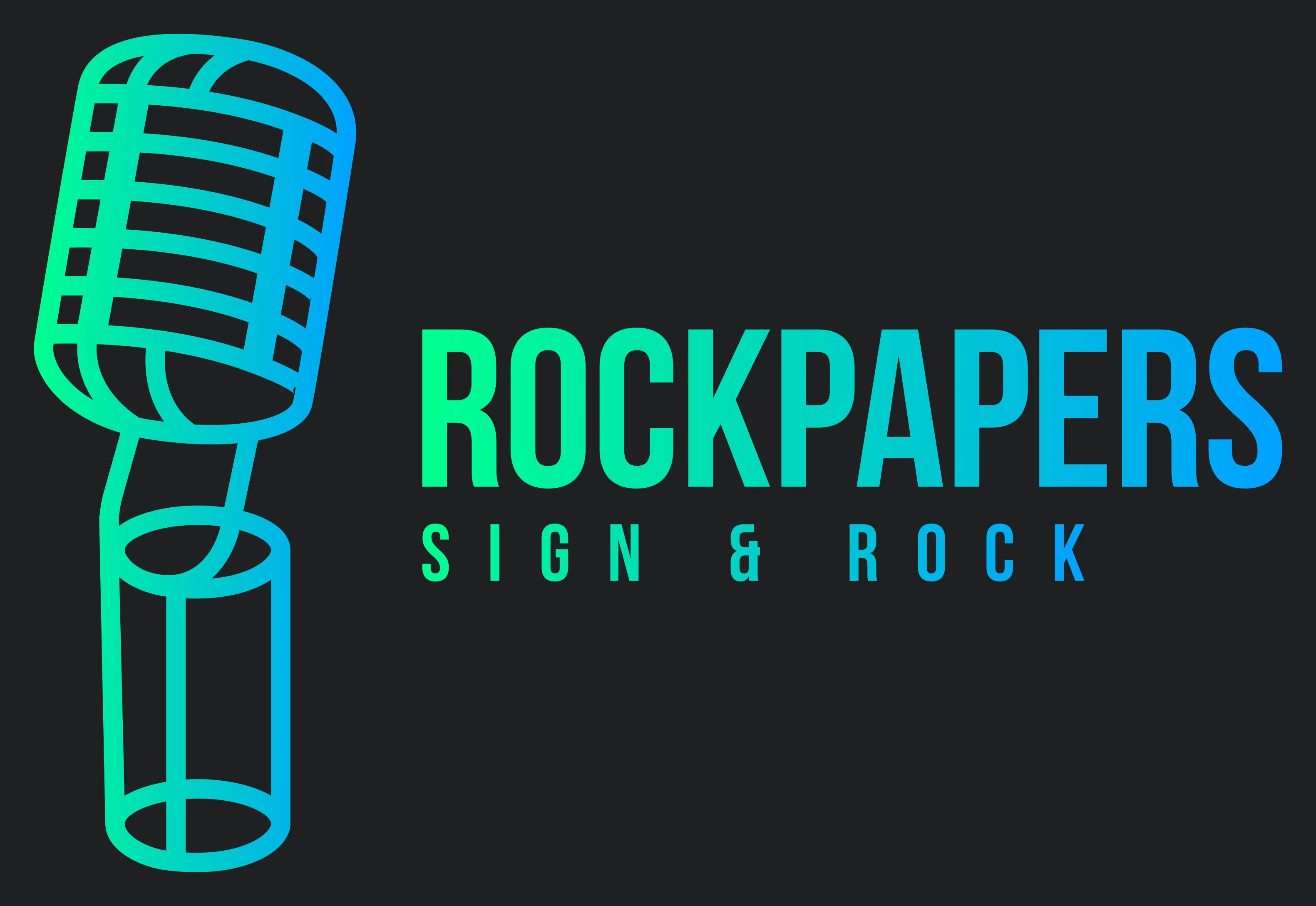 Logo design for RockPapers with a microphone and vibrant colors
