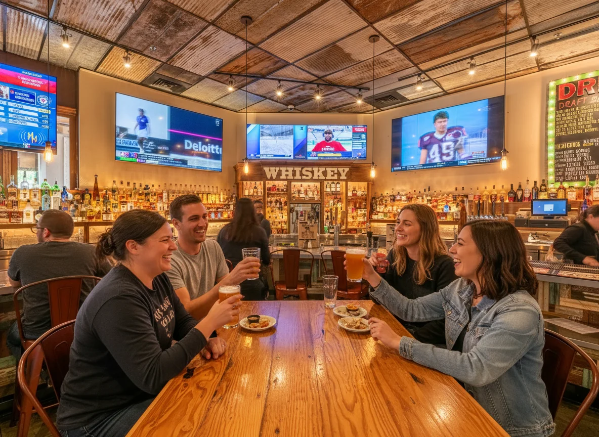 people eating and dining at a restaurant bar