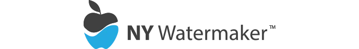 NY Watermaker logo featuring an apple and water droplet design.