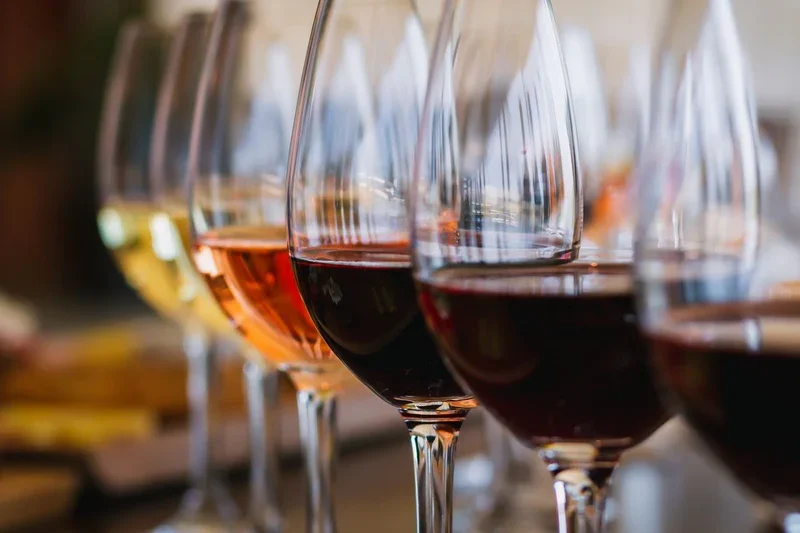 Variety of wine glasses showcasing different wine types