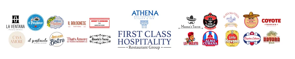 Logos of various restaurants in a hospitality group