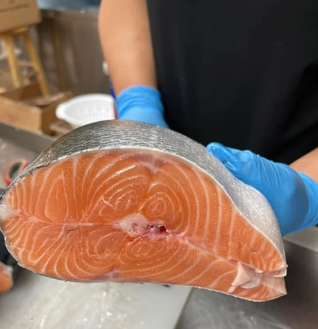 Fresh salmon steak ready for preparation