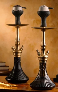 Elegant hookah set with black and gold designs
