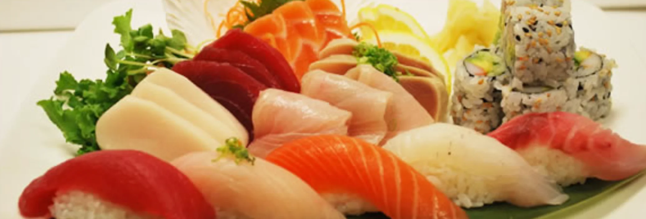 Assorted Japanese sushi platter with fresh sashimi
