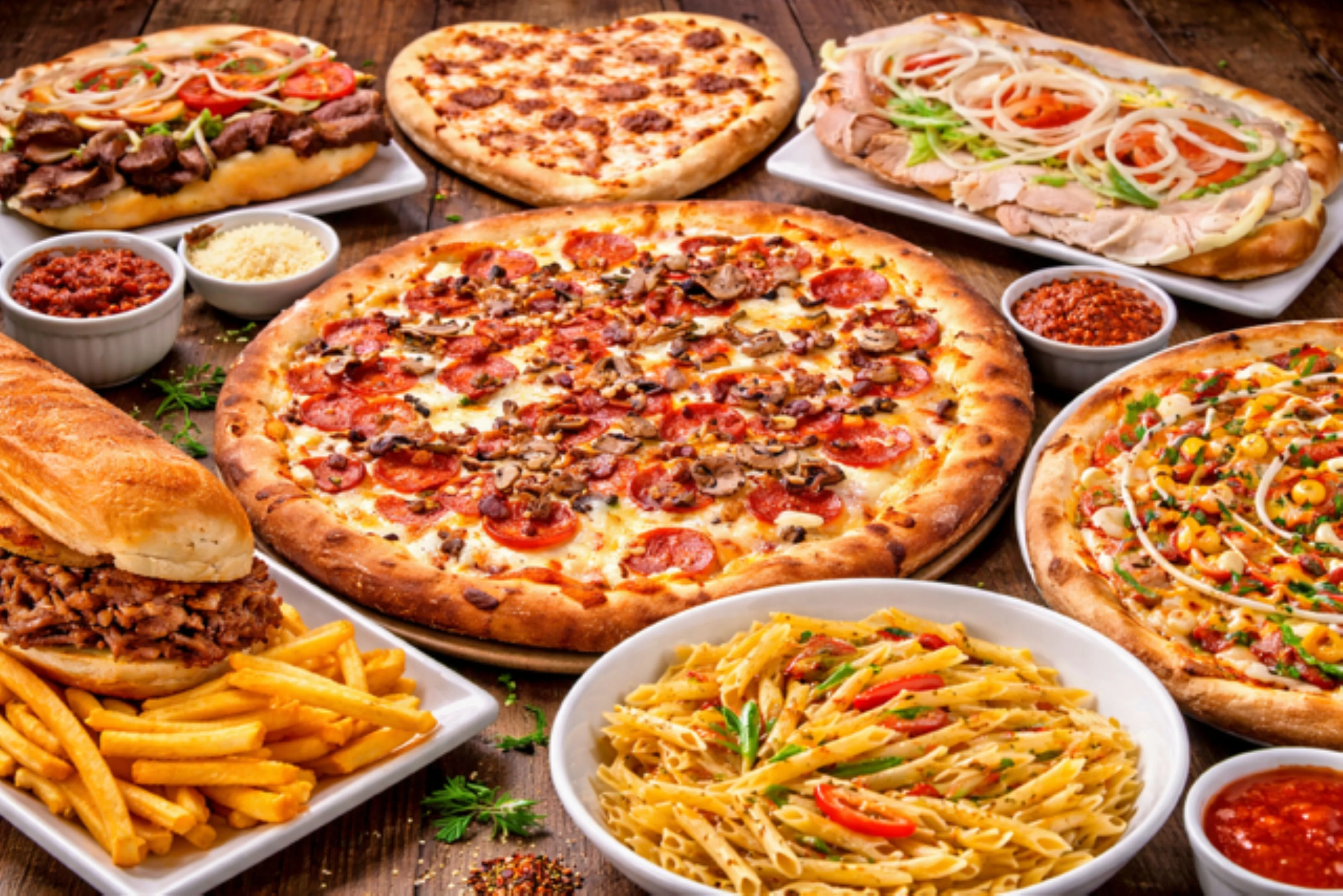 Varity of food items.