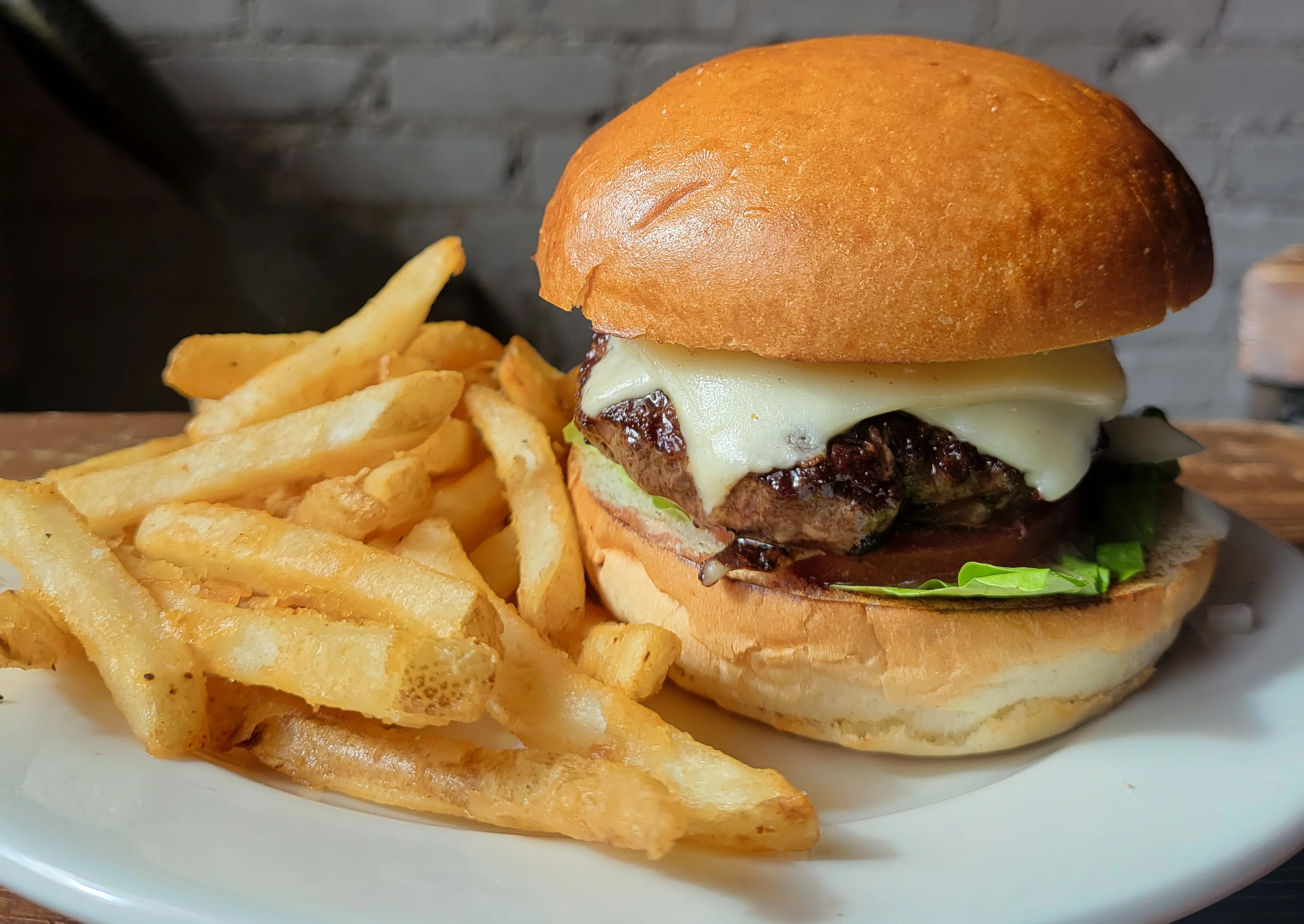 cheeseburger and fries